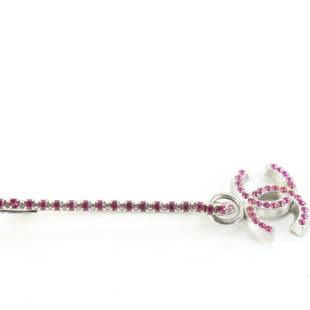 Chanel 02P Silver x Fuchsia Safety Pin Brooch 71ck84s